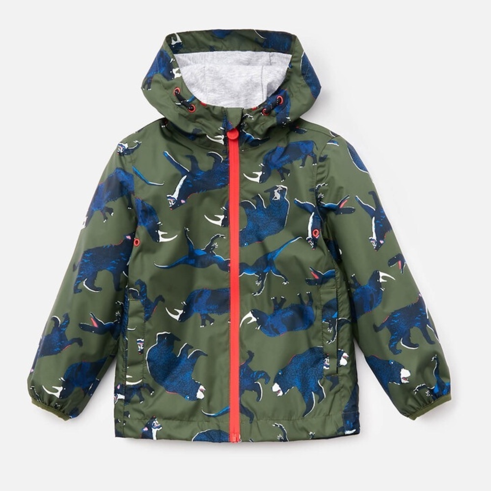 Joules Kids Raincoat with Dinosaur Print - Green and Blue